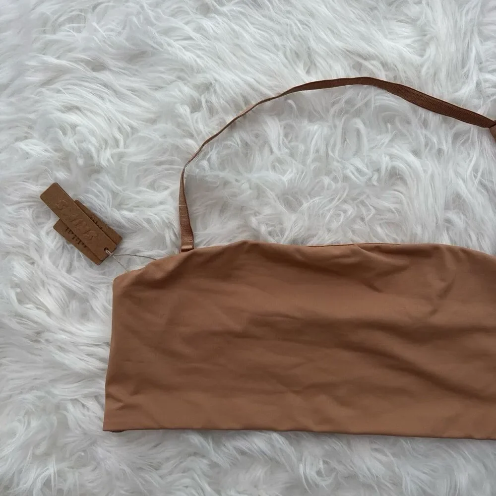 Skims Signature Swim Bandeau Bikini Top Ochre Size Large